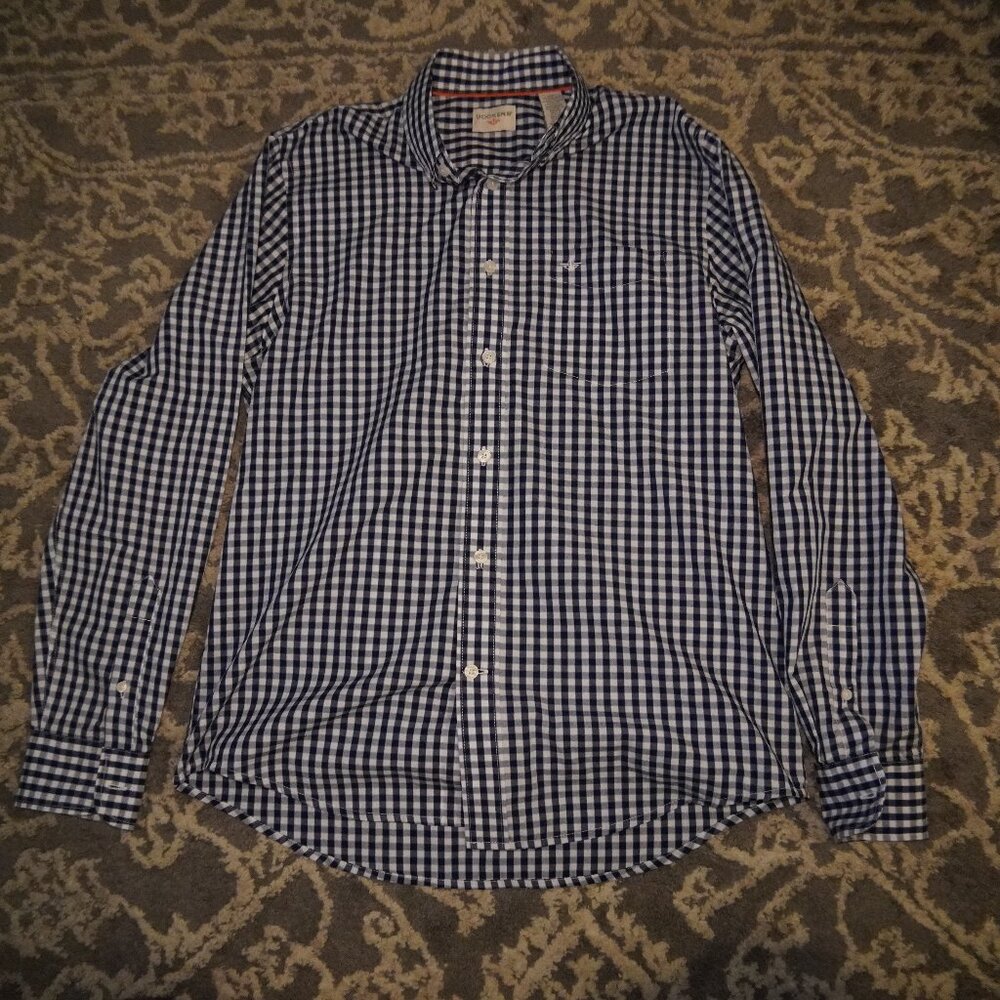 Dockers Button Up Shirt Casual Business Casual Blue and White Checkered Pattern